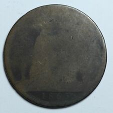 1865 One Penny Queen Victoria British Coin Great Britain 1d Bun Head