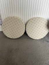 Pair Of Cream Round Seat Cushions dining bar Stool Seat Pad Covers 40cm Diameter