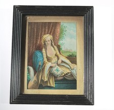 A charming antique polychrome Print Greek themed Musician & Bouzouki C.19thC