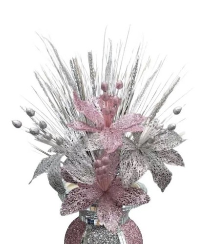Pink silver flower arrangement - silver,