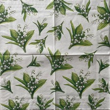 2 x luncheon paper napkins for decoupage Lily of the valley spring flowers