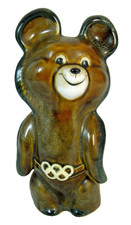USSR 1980 Moscow Olympic Games Porcelain Mishka Bear Izolyator Plant Very Rare