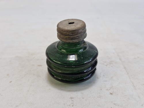 Vintage green glass oil - oil, lamp