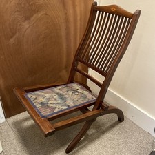 Antique Vintage Folding Campaign Steamer Wooden Chair