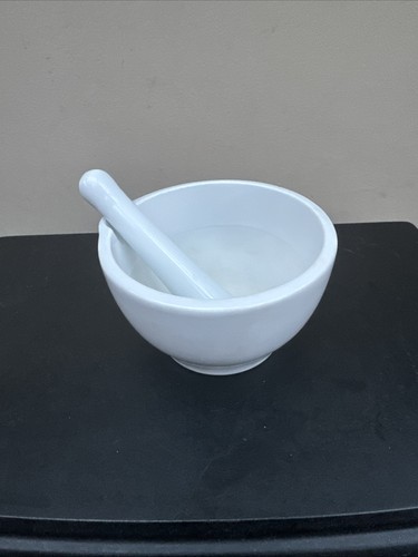 White ceramic mortar and - white,