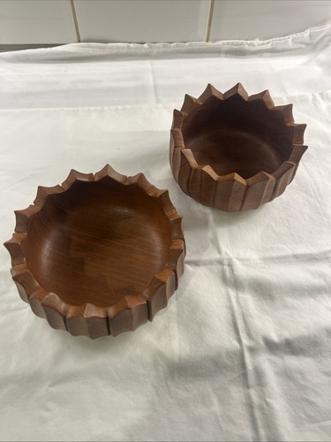Mid century teak tulip bowls - mid,