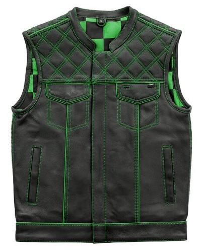 Leather biker vest - leather, harley