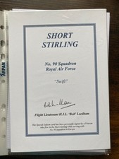 WW2 RAF Flt Lt H Bob Leedham 90 sqn signed Short Stirling Bomber Bookplate