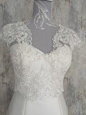 Ivory Lace Wedding Cover-up/Bolero With Cap Sleeves And Open Back ..any size