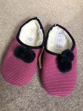 Joules Women’s Pink Mule Pom-pom Slippers Size UK 7-8 Large