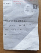 Bosch Washing Machine WAN28201GB/28 Instruction Manual Booklet