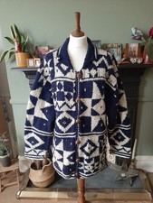 Vintage Pachamama Cardigan Wool Celestial Indie Boho Handmade Ecuador One Size
