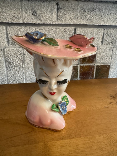 Vintage lady head vase - lady,