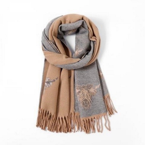 Highland cow scarf cashmere - cow,