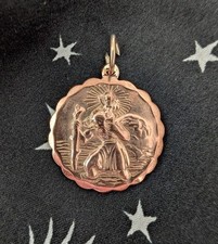 Vintage Solid St Christopher 9ct Rose Gold Double Sided X
