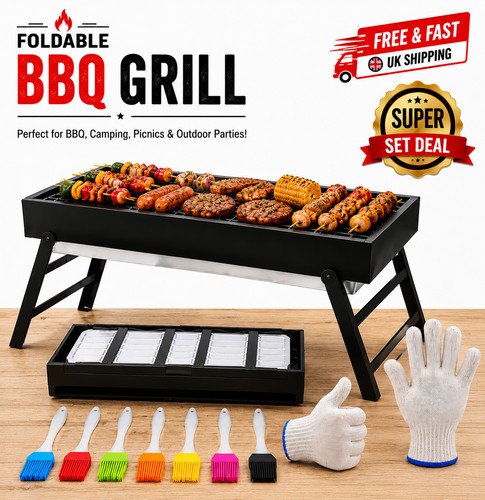 Portable folding charcoal bbq - charcoal,
