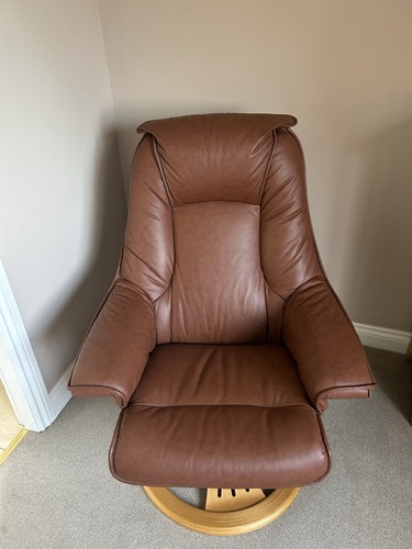 Two brown leather swivel - two,