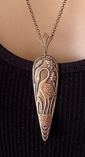 Heron Necklace Long Brass Art