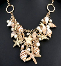 Mermaid Ocean SHELLS Beach STARFISH Sea PEARLS Betsey Johnson Shell Necklace