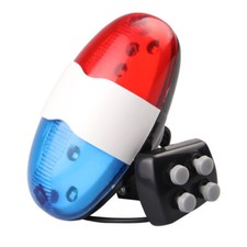 Bike Bicycle 4 Sounds Police Siren Trumpet Electronic Horn Bell 6 LED Rear Light