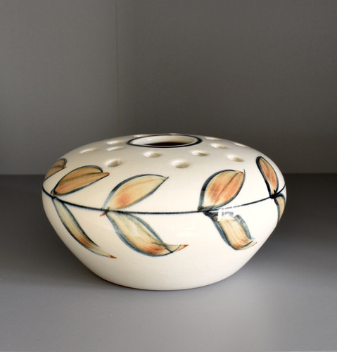 Jersey pottery vase round - pottery, vase,