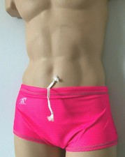 Mens Pink AGONSWIM Drag Swimming Shorts Size 28" - Training Pool Resistance Mesh