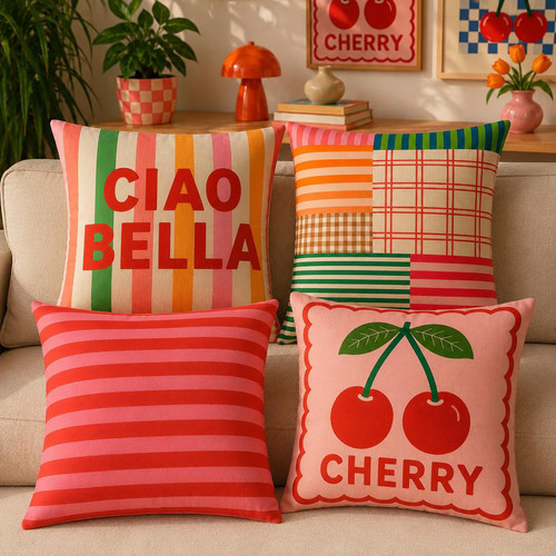 Colorful retro pillow - colorful, cover