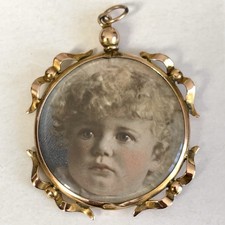 Antique 9ct Gold Photo Locket Pendant Double Sided Screw Top Glass 40mm 6.68g