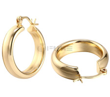 Chunky 18ct Gold-Plated Sterling Silver Huggie Vintage Thick Big Hoop Earrings