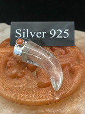 Silver Quartz And Coral Horn Of Life Pendant And Silver Necklace