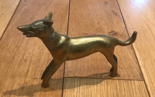 Vintage solid brass dog - vintage,