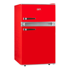SIA RFM88R 88L Freestanding Under Counter Retro Fridge Freezer, Red - GRADED
