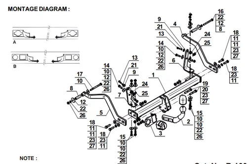 Swan neck tow - swan, bar