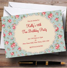 Floral  Inspired Vintage Tea Personalised Party Invitations