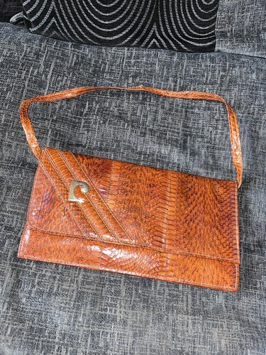 Genuine snake skin purse brown