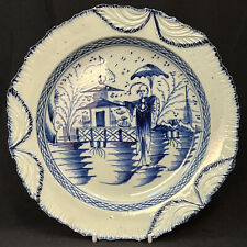 Antique 18/19thC Liverpool? Pearlware Long Eliza Featheredge Plate c1790's