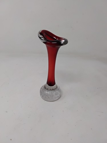Vintage red art glass tulip - art,