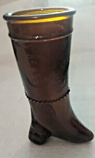 Vintage Brown Pressed Glass Boot In Vino Veritas 1733 Wine Glass Vase 16cm High