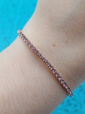 VGC Beautiful Elegant Sparkling Fine Gold Tone & Pink Rhinestone Tennis Bracelet