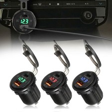 12V-24V Type-C PD + USB QC3.0 Car Charger Cigarette Socket Adapter Accessories