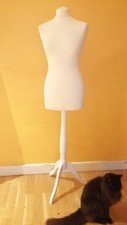Dressmakers dummy polystyrene with cloth cover size 10 wooden stand