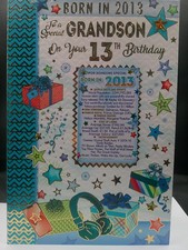 13TH GRANDSON BIRTHDAY CARD