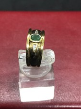 Vintage 18ct 18K Solid Yellow Gold Colombian Emerald With Diamond Ring London