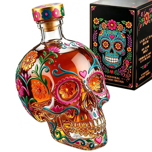 Hand painted tequila bottle - hand-painted,