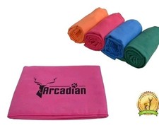 Arcadian Large Pink Microfibre Dog Towel Super Absorbent Light Compact Travel