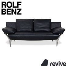 Rolf Benz 1600 Leder Sofa Dunkelblau Dreisitzer Couch manuelle Funktion
