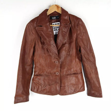 Vintage Tom Wolfe Y2K Leather Blazer jacket Womens SZ S (T1545)