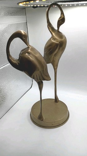 Antique asian brass heron - asian,
