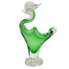 Murano Green Art Glass Rooster Figurine Hand Blown Italy 22.5cm Vintage Decor