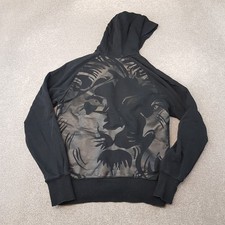 Versace Versus Mens Hoodie Small Black Pullover Sweater Jumper Lion Print
